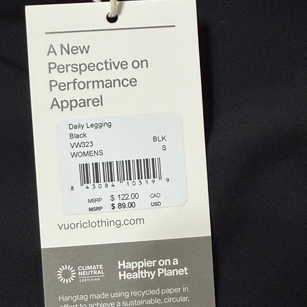 New Vuori Daily Legging Yoga Pants Black Women's Small S $89 MSRP - Picture 4 of 5